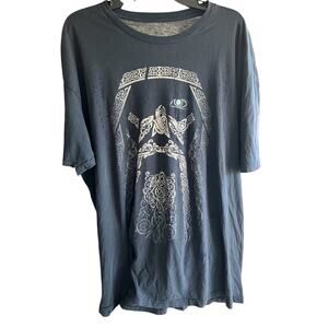 Odin Nordic Viking Thrashed shredded burnout fabric grunge big & tall tee sz 3X